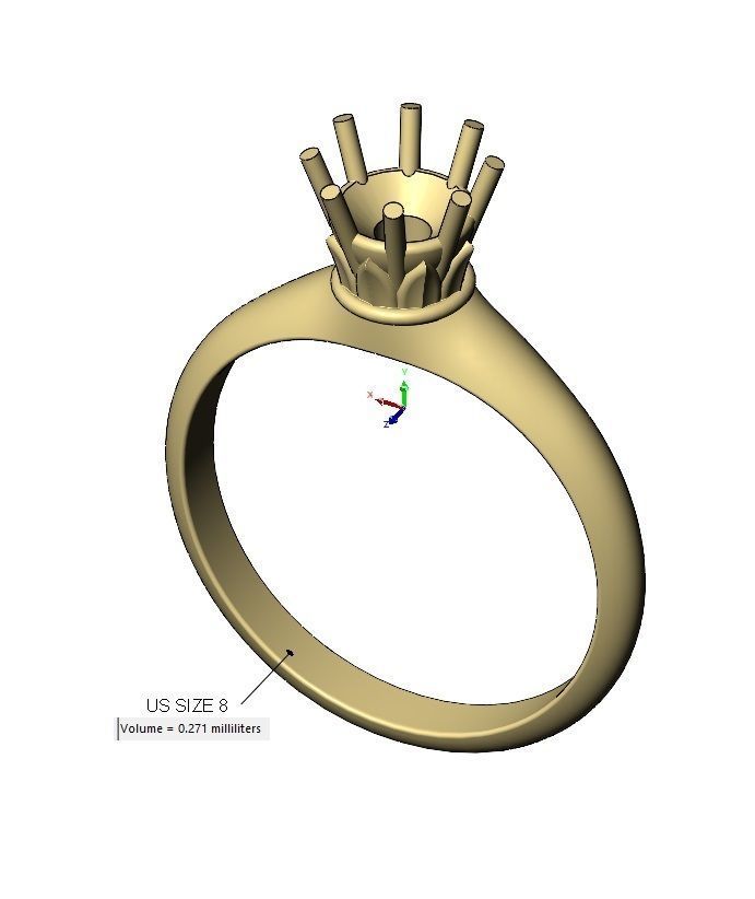 Diamond Lotus 5mm solitaire Us sizes 6 7 8 3D print model_12
