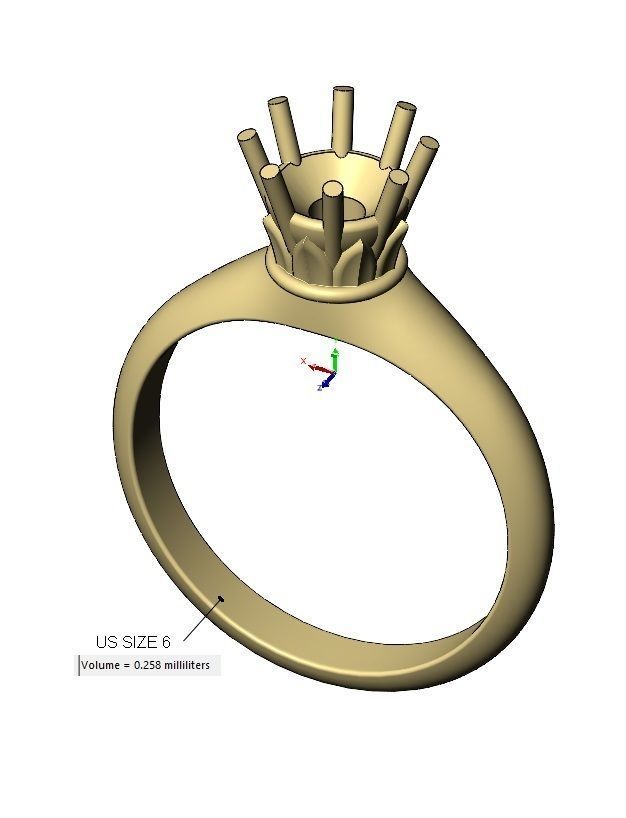 Diamond Lotus 5mm solitaire Us sizes 6 7 8 3D print model_10