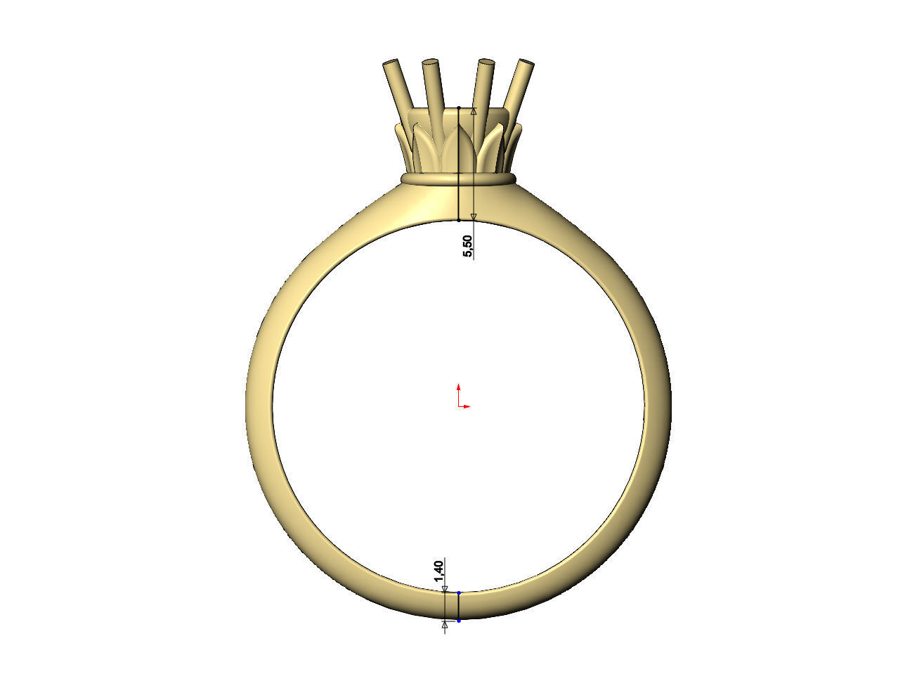 Diamond Lotus 5mm solitaire Us sizes 6 7 8 3D print model_7