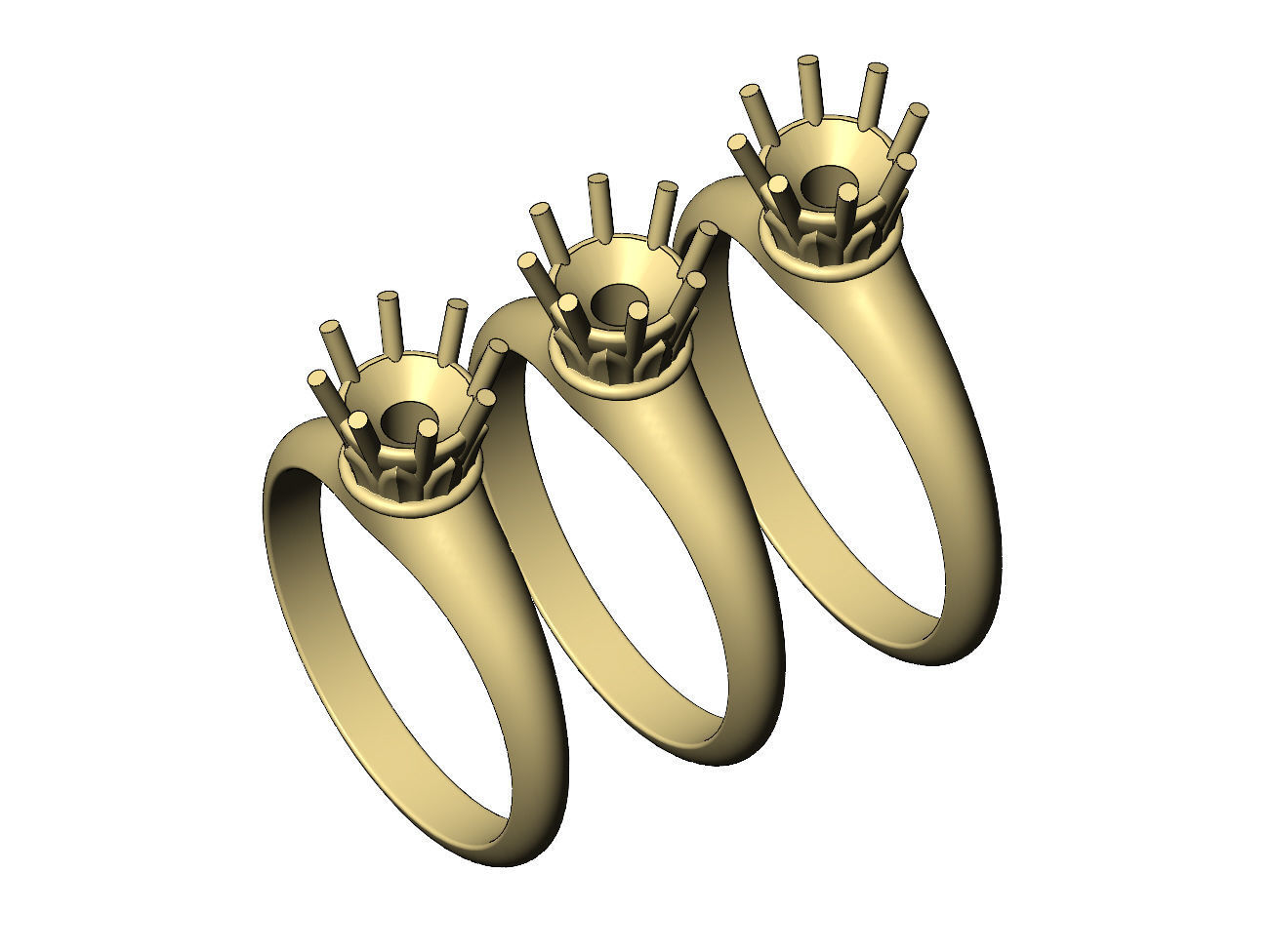 Diamond Lotus 5mm solitaire Us sizes 6 7 8 3D print model_4