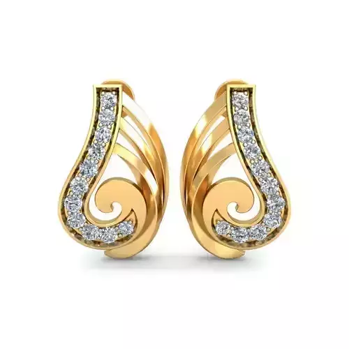 Earring 3dm STL OBJ FBX Render Details pair of gold earrings with diamonds