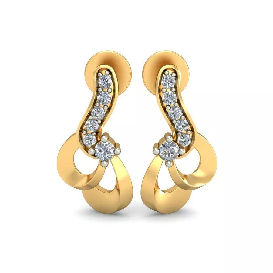 Earring 3dm STL OBJ FBX Render Details pair of diamond earrin... 3D print model