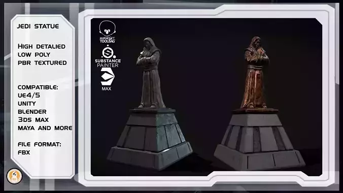 Star Wars Jedi Statue Low Poly
