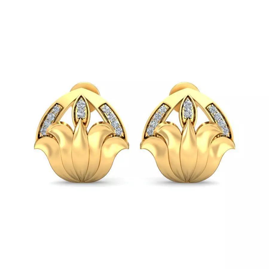 Earring 3dm STL OBJ FBX Render Details lotus pendant gold wit... 3D print model
