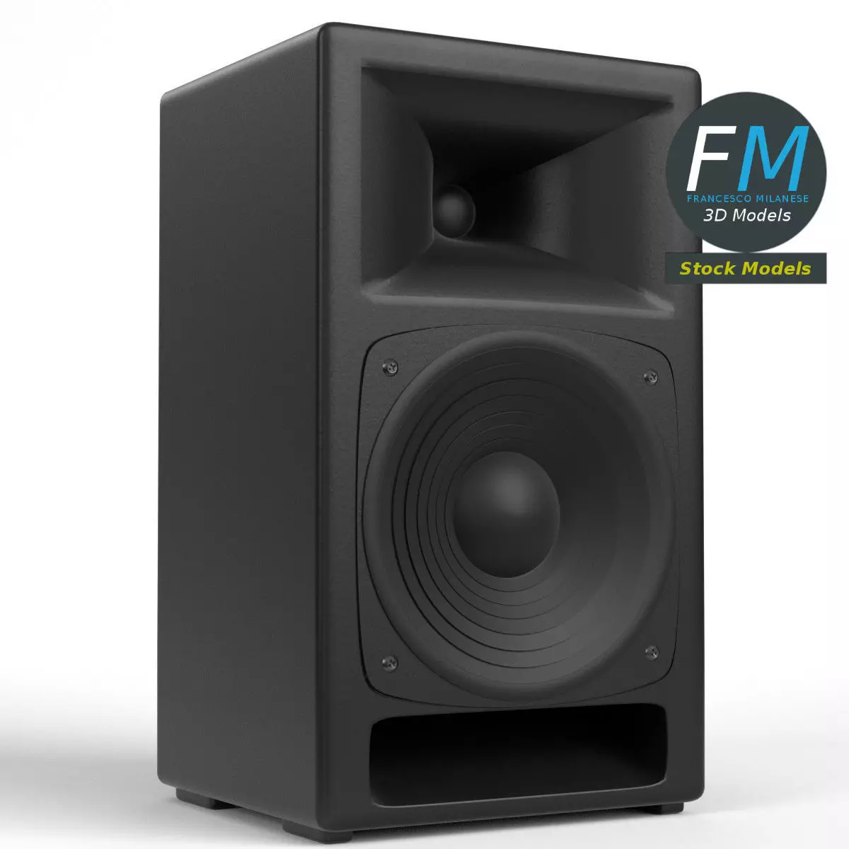 Bass reflex loudspeaker 3D model_0