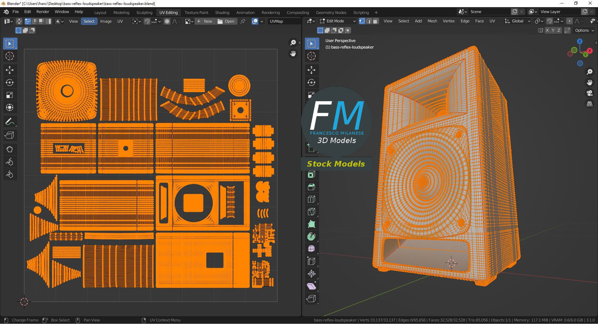 Bass reflex loudspeaker 3D model_10