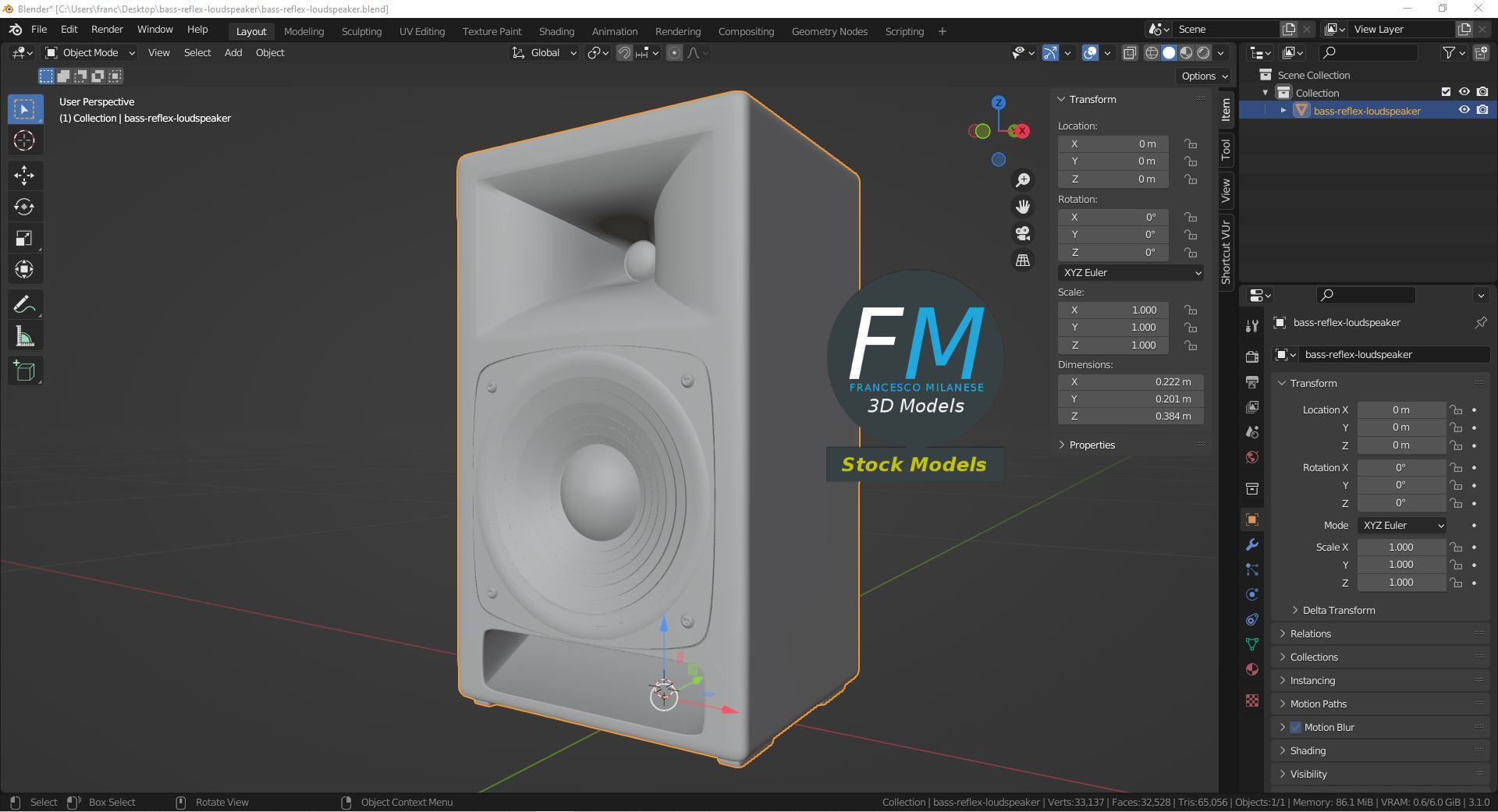 Bass reflex loudspeaker 3D model_9