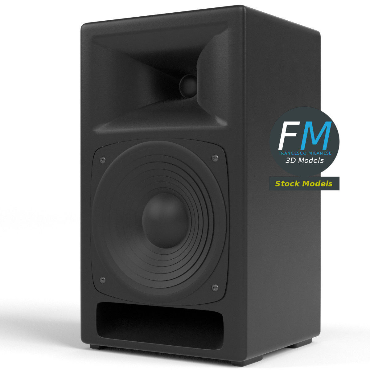 Bass reflex loudspeaker 3D model_4