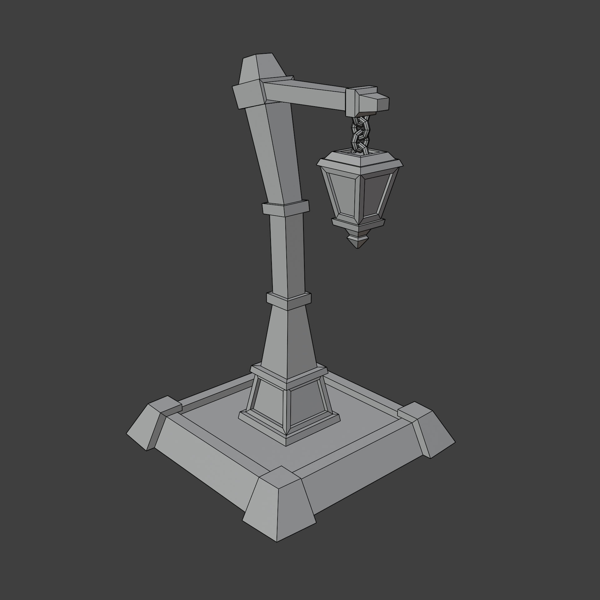 Cartoon Lantern Light Low-poly 3D model_1