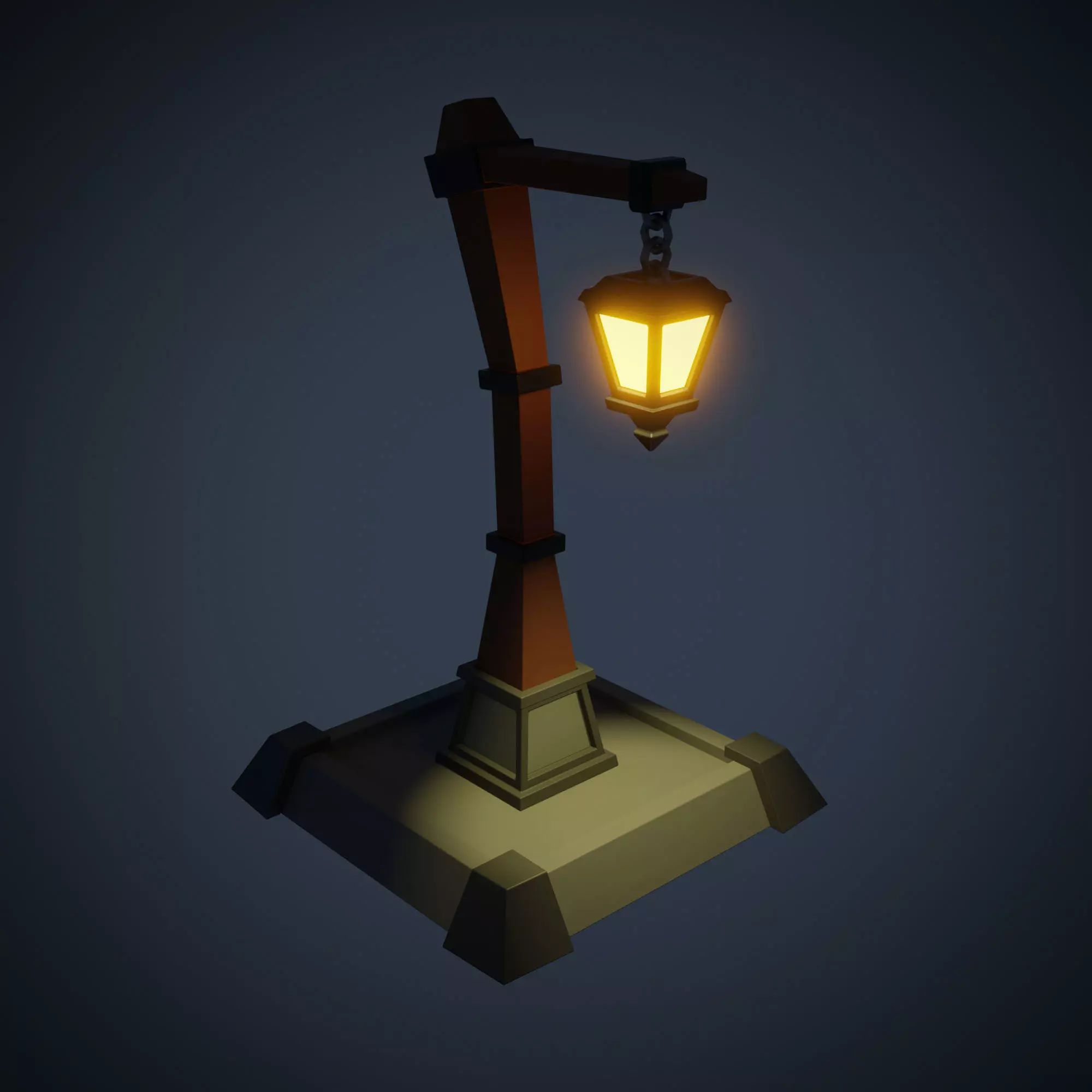 Cartoon Lantern Light Low-poly 3D model_0