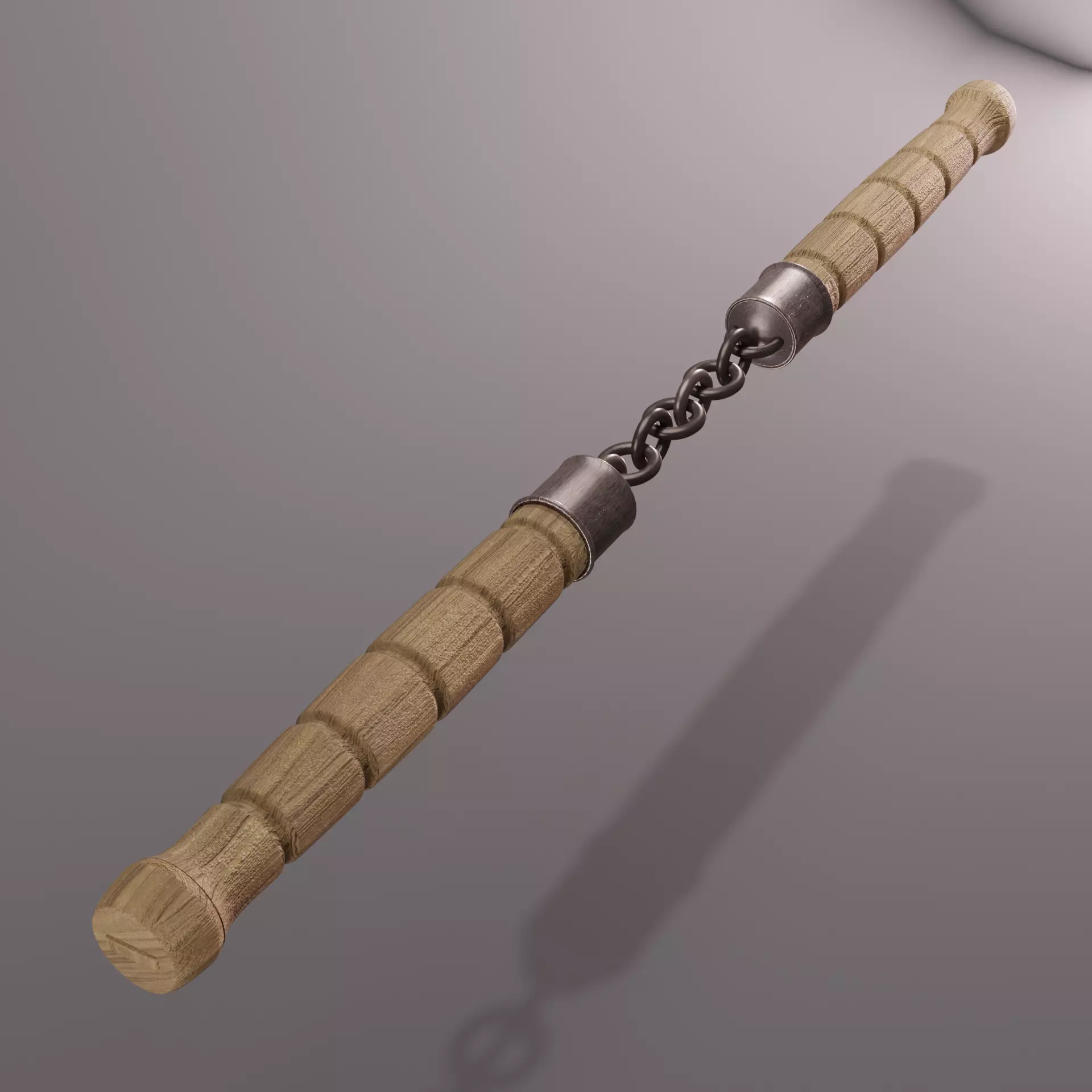 nunchaku wooden stick with chain 3D model