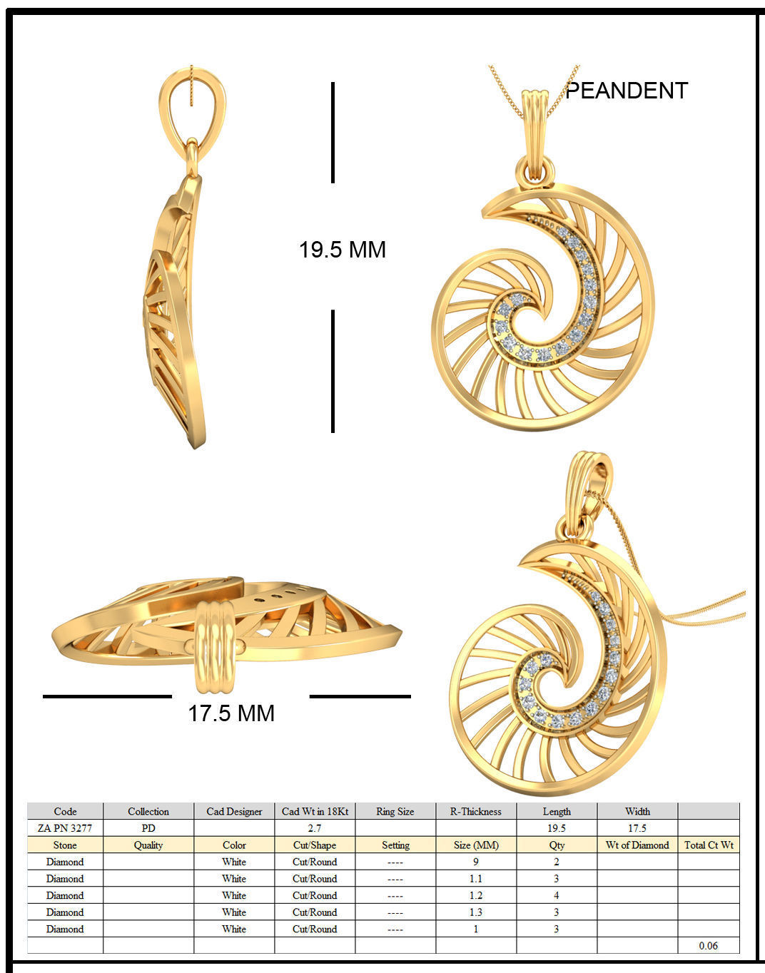 Solitaire Pendant 3dm stl FBX OBJ Render Detail 3D print model_4