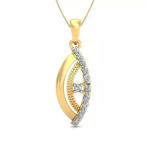 Pendant 3dm stl FBX OBJ Render Detail gold curved with diamonds