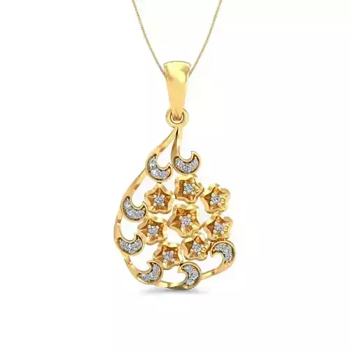 Pendant 3dm stl FBX OBJ Render Detail gold dangle with diamonds