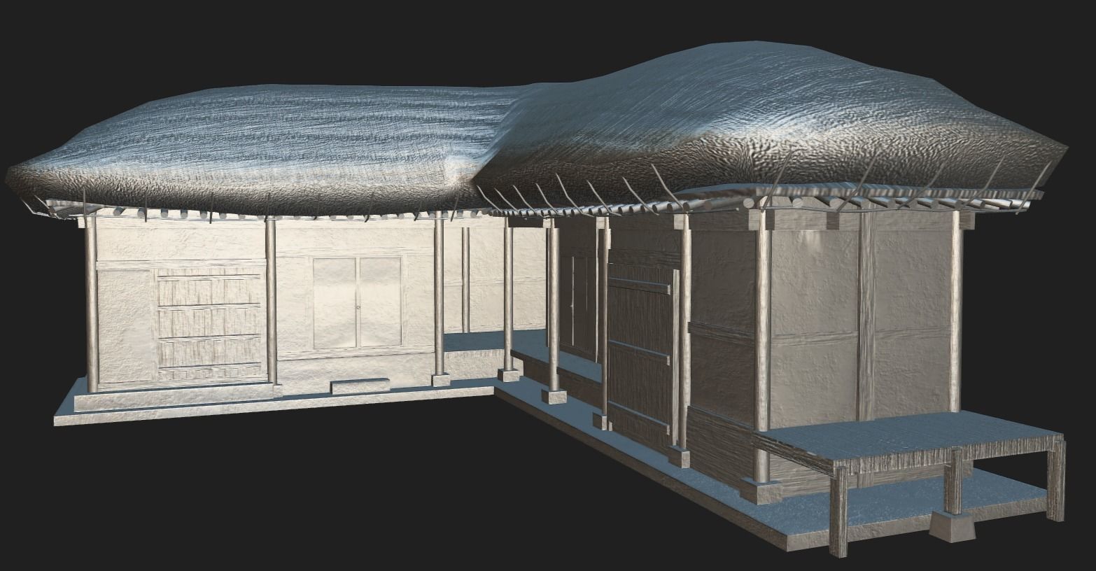 Korean Traditional House  Thatched House 01 Low-poly 3D model_15