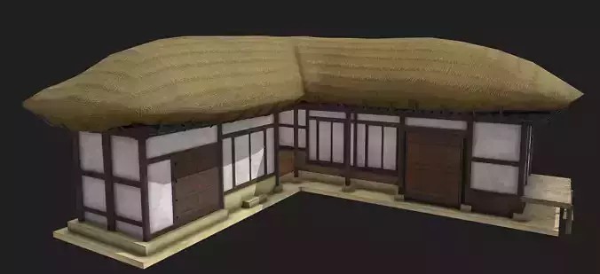 Korean Traditional House  Thatched House 01 Low-poly 3D model
