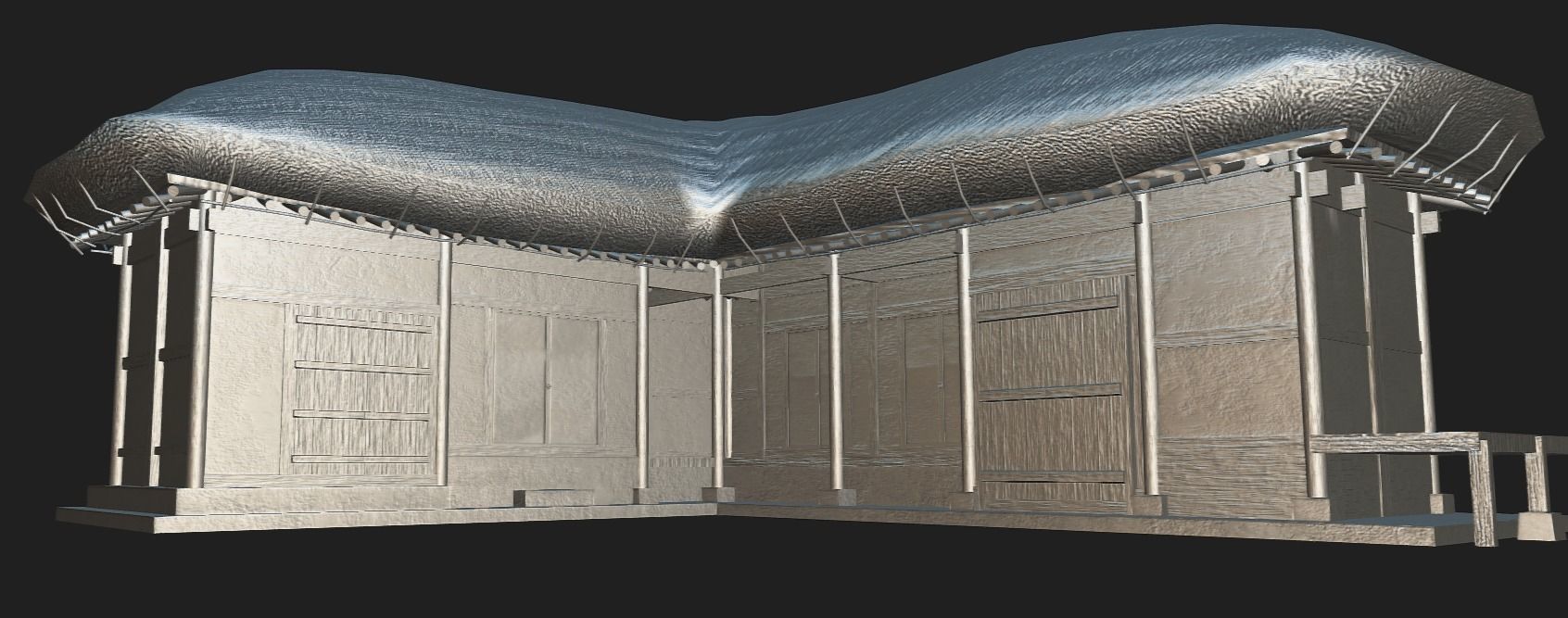 Korean Traditional House  Thatched House 01 Low-poly 3D model_12