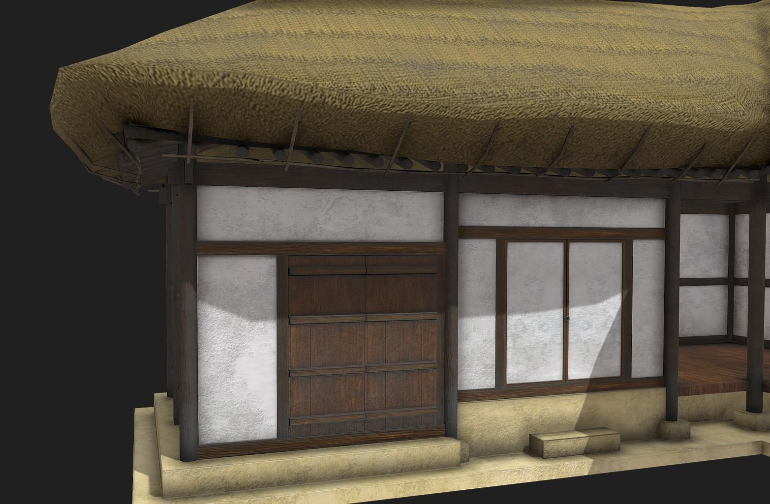 Korean Traditional House  Thatched House 01 Low-poly 3D model_4