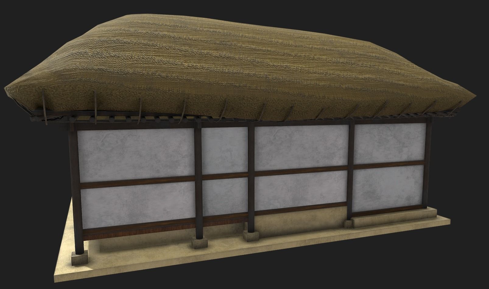 Korean Traditional House  Thatched House 01 Low-poly 3D model_2