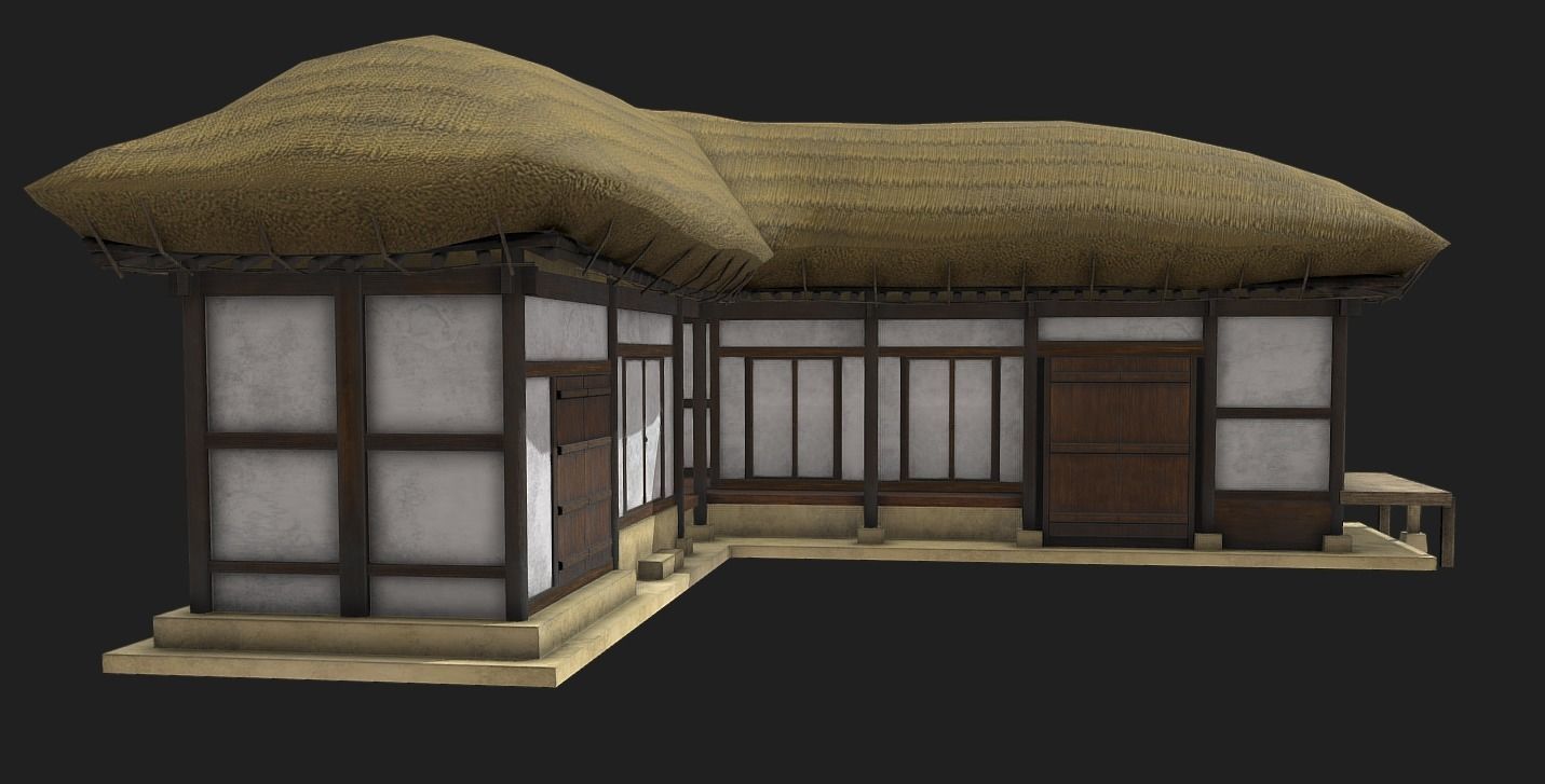 Korean Traditional House  Thatched House 01 Low-poly 3D model_3