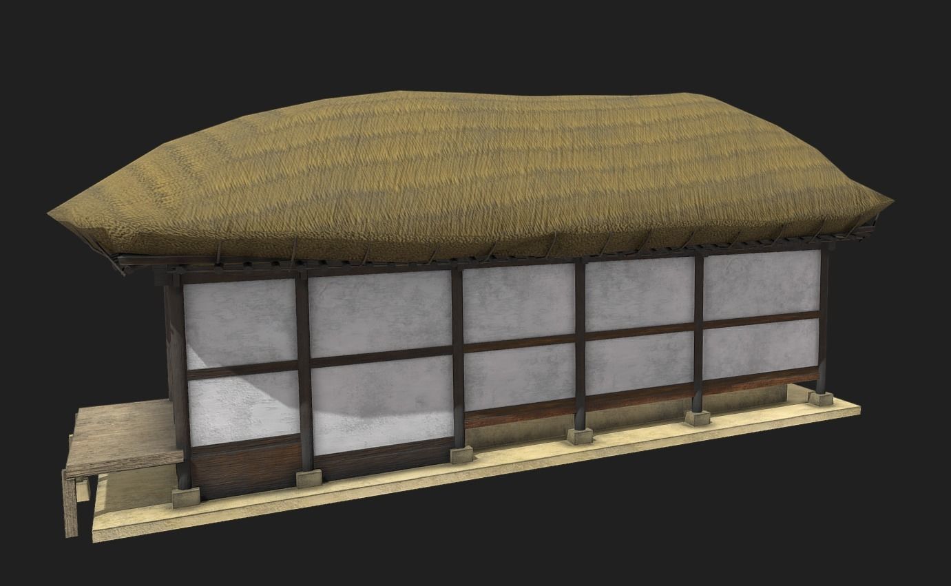Korean Traditional House  Thatched House 01 Low-poly 3D model_1