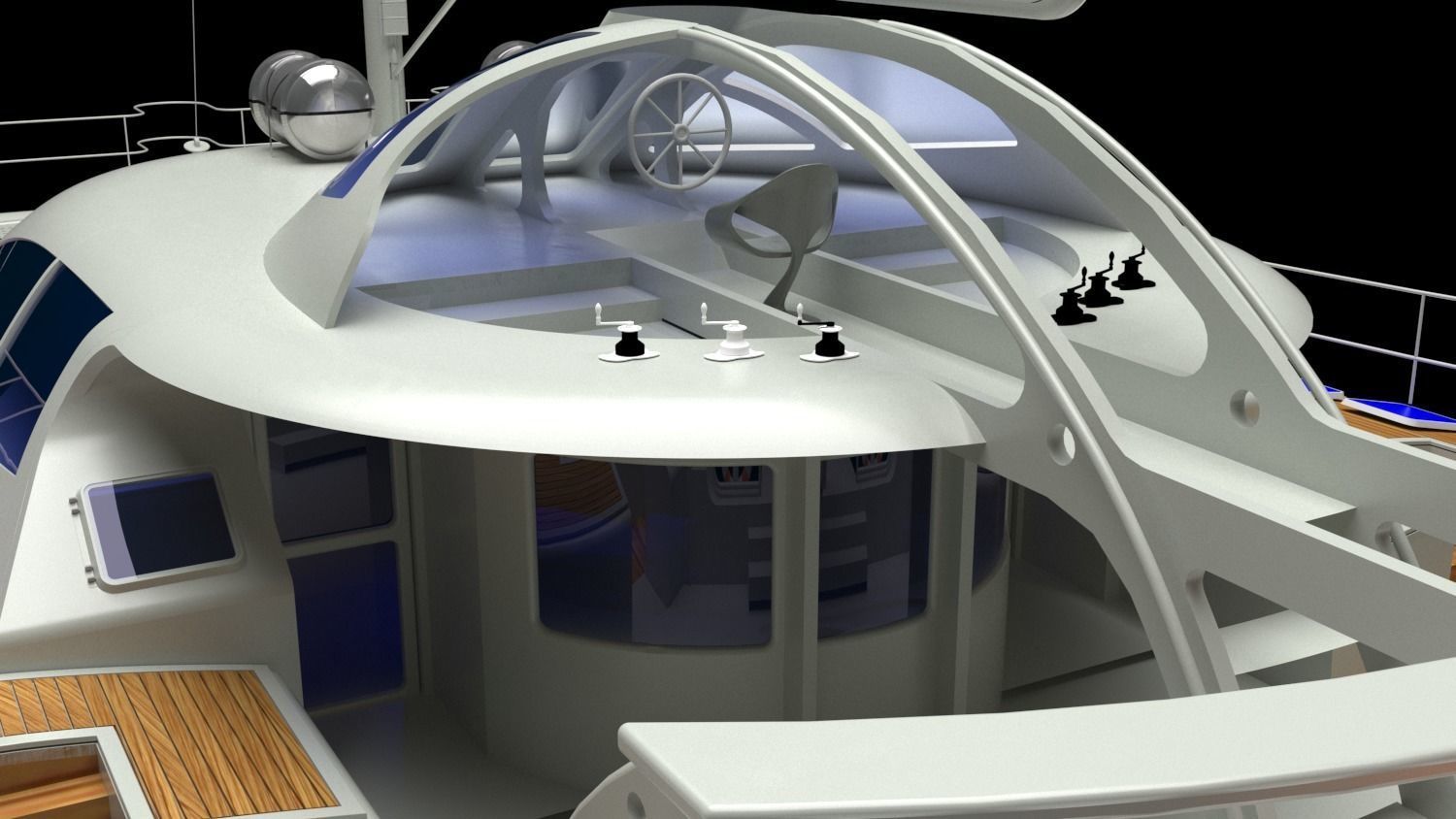 Cruising Catamaran Sailboat 3D model_5