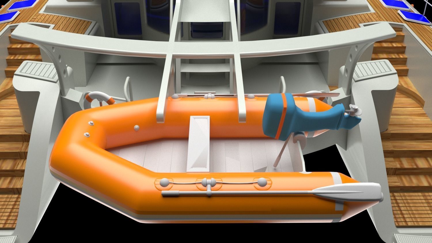 Cruising Catamaran Sailboat 3D model_8