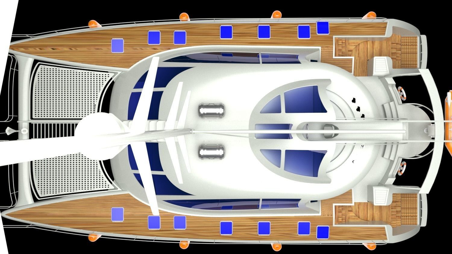 Cruising Catamaran Sailboat 3D model_4