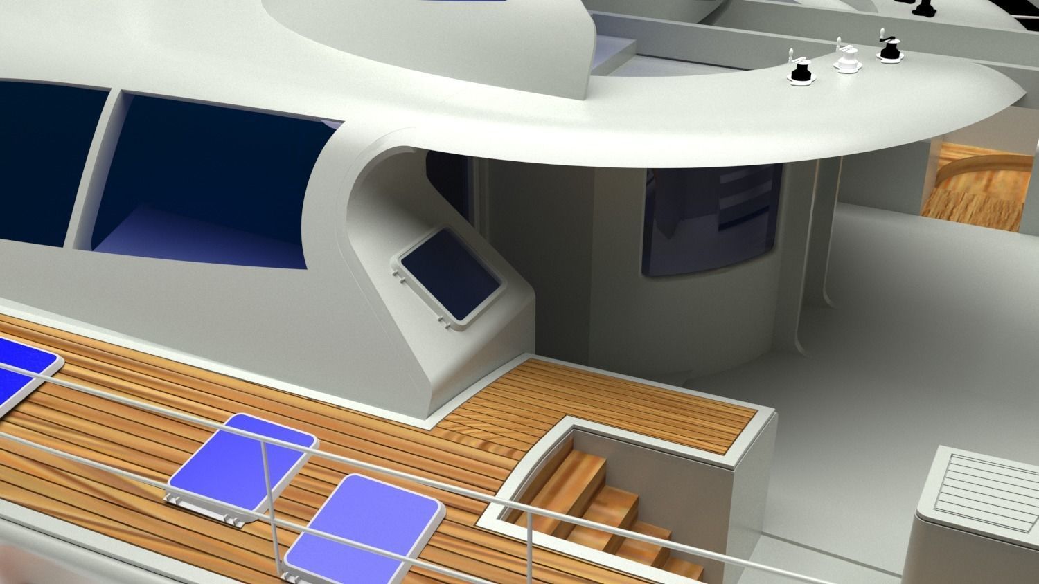 Cruising Catamaran Sailboat 3D model_9