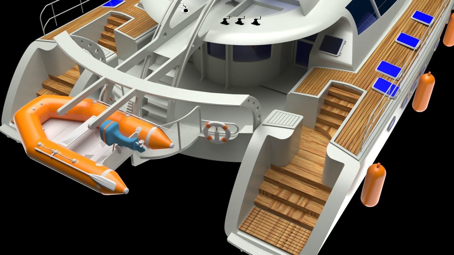 Cruising Catamaran Sailboat 3D model_2