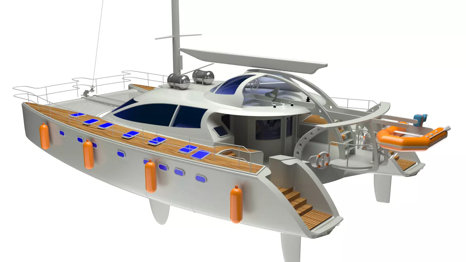 Cruising Catamaran Sailboat 3D model_0