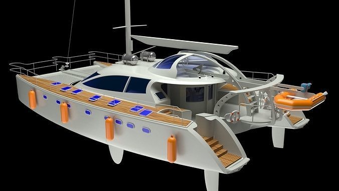 Cruising Catamaran Sailboat 3D model
