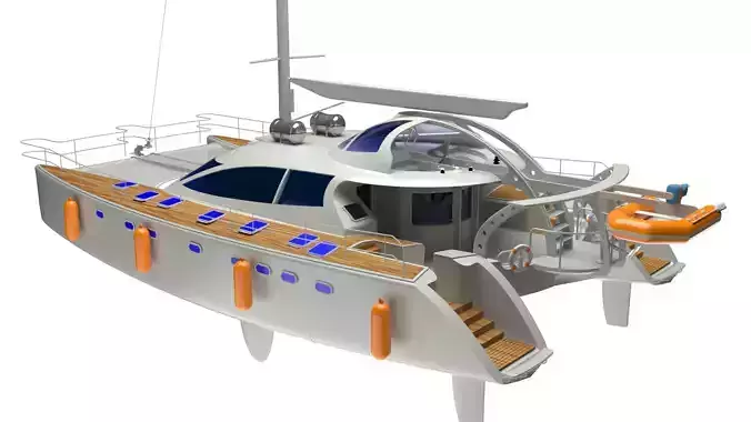 Cruising Catamaran Sailboat 3D model