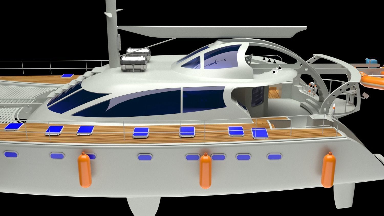 Cruising Catamaran Sailboat 3D model_6