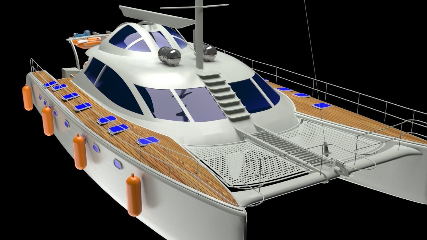 Cruising Catamaran Sailboat 3D model_11