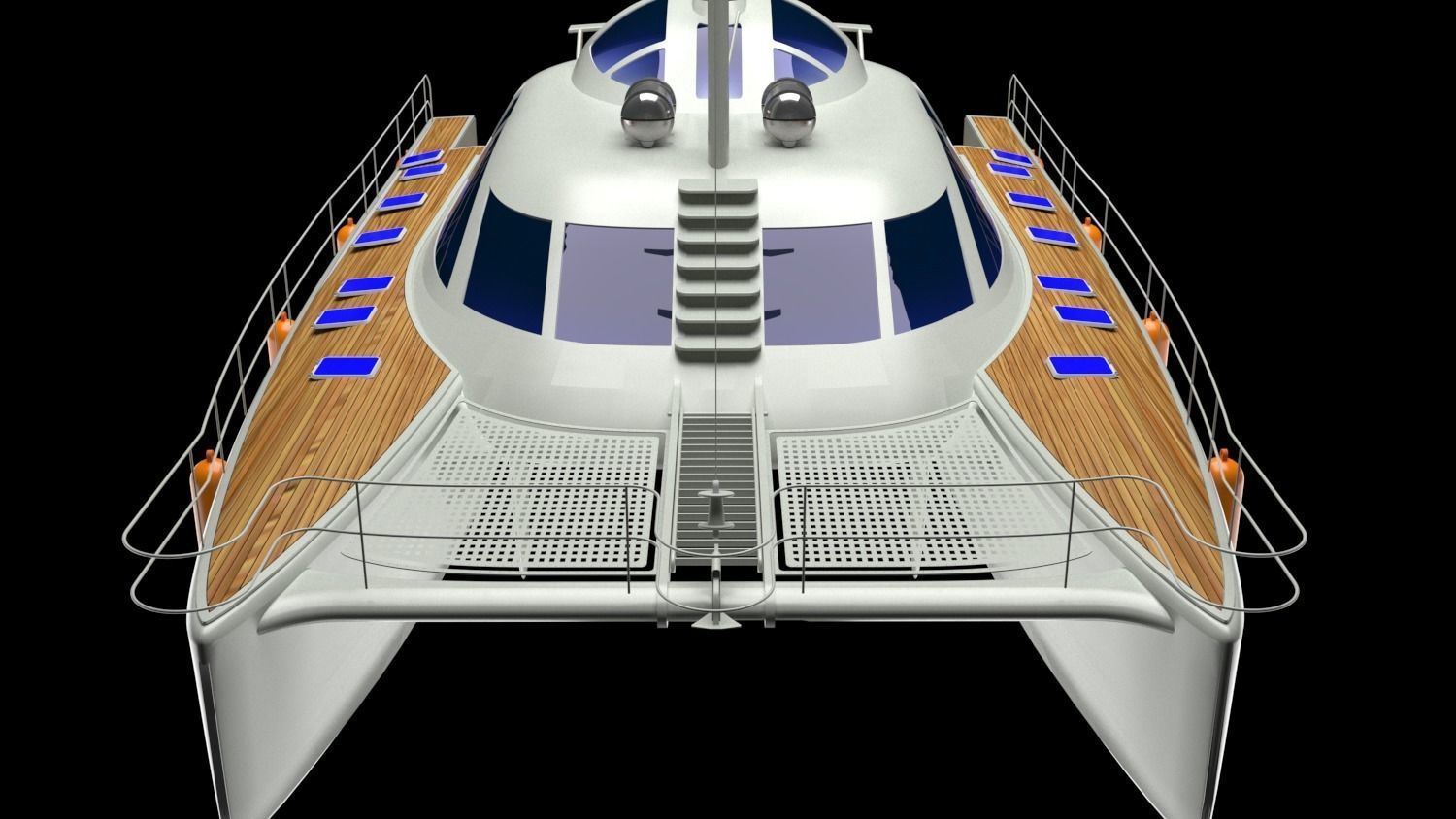 Cruising Catamaran Sailboat 3D model_7