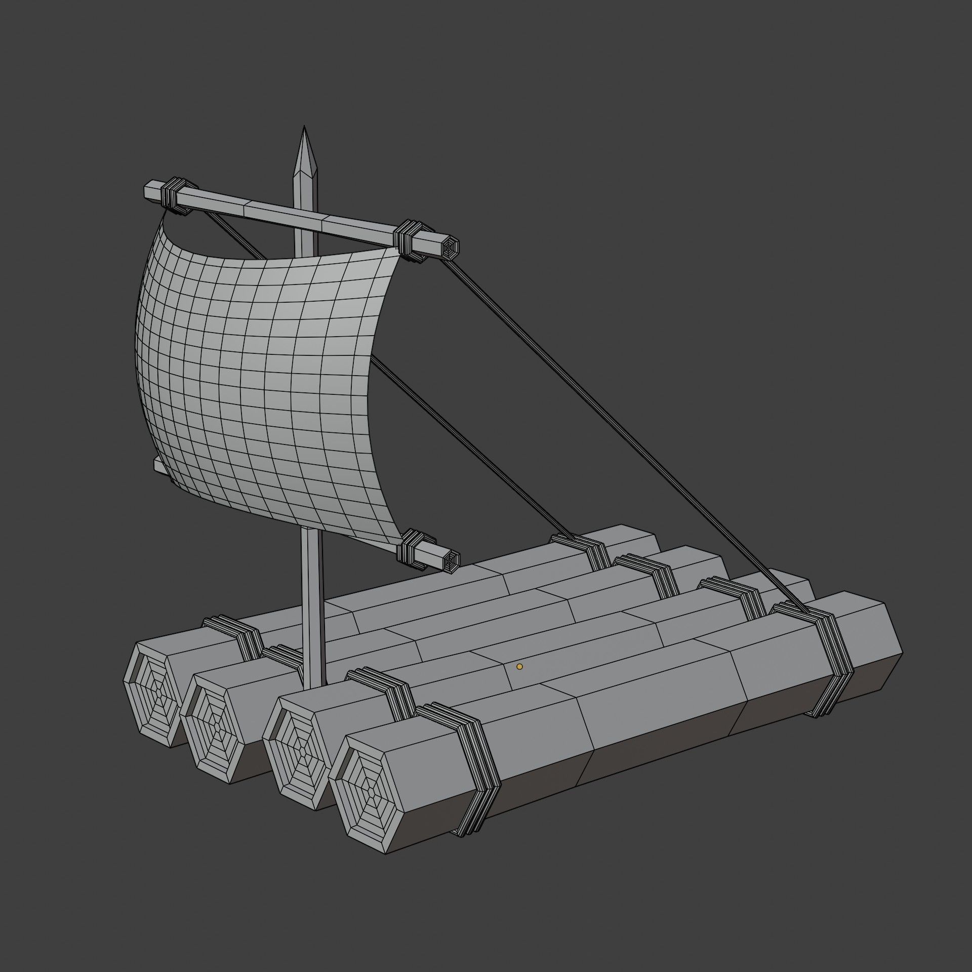 Low poly Cartoon Raft Low-poly 3D model_1