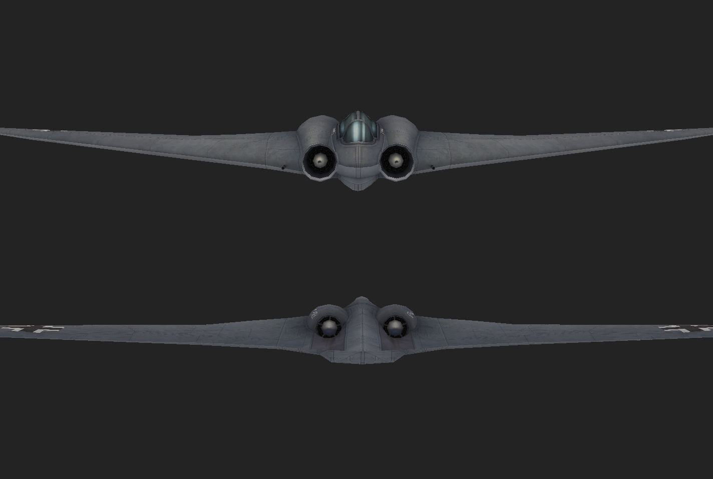 Horten Ho 229 Hand painted game model the first jet fighter Low-poly 3D model_8