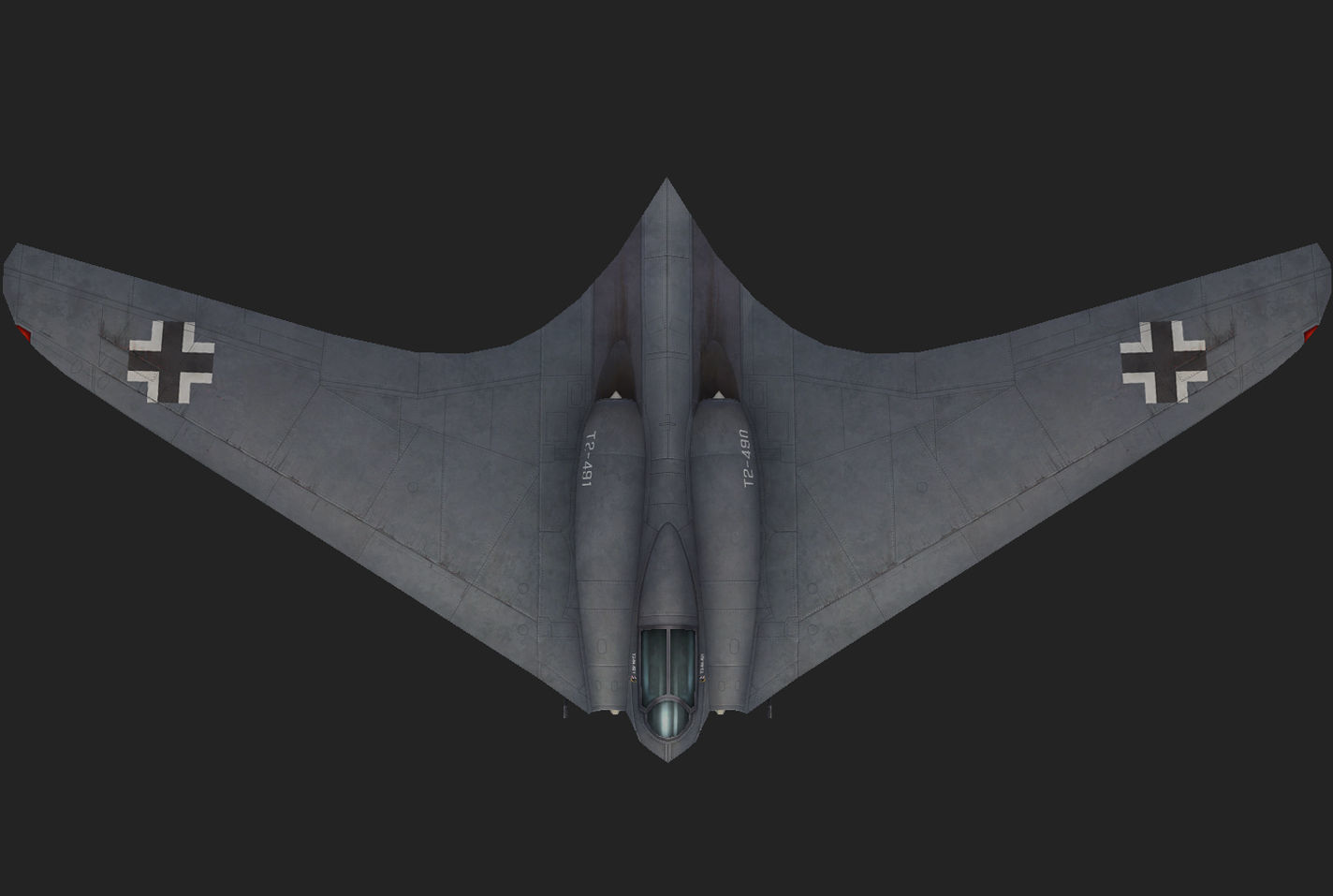 Horten Ho 229 Hand painted game model the first jet fighter Low-poly 3D model_3