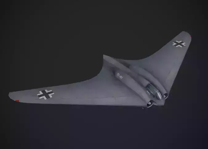 Horten Ho 229 Hand painted game model the first jet fighter Low-poly 3D model
