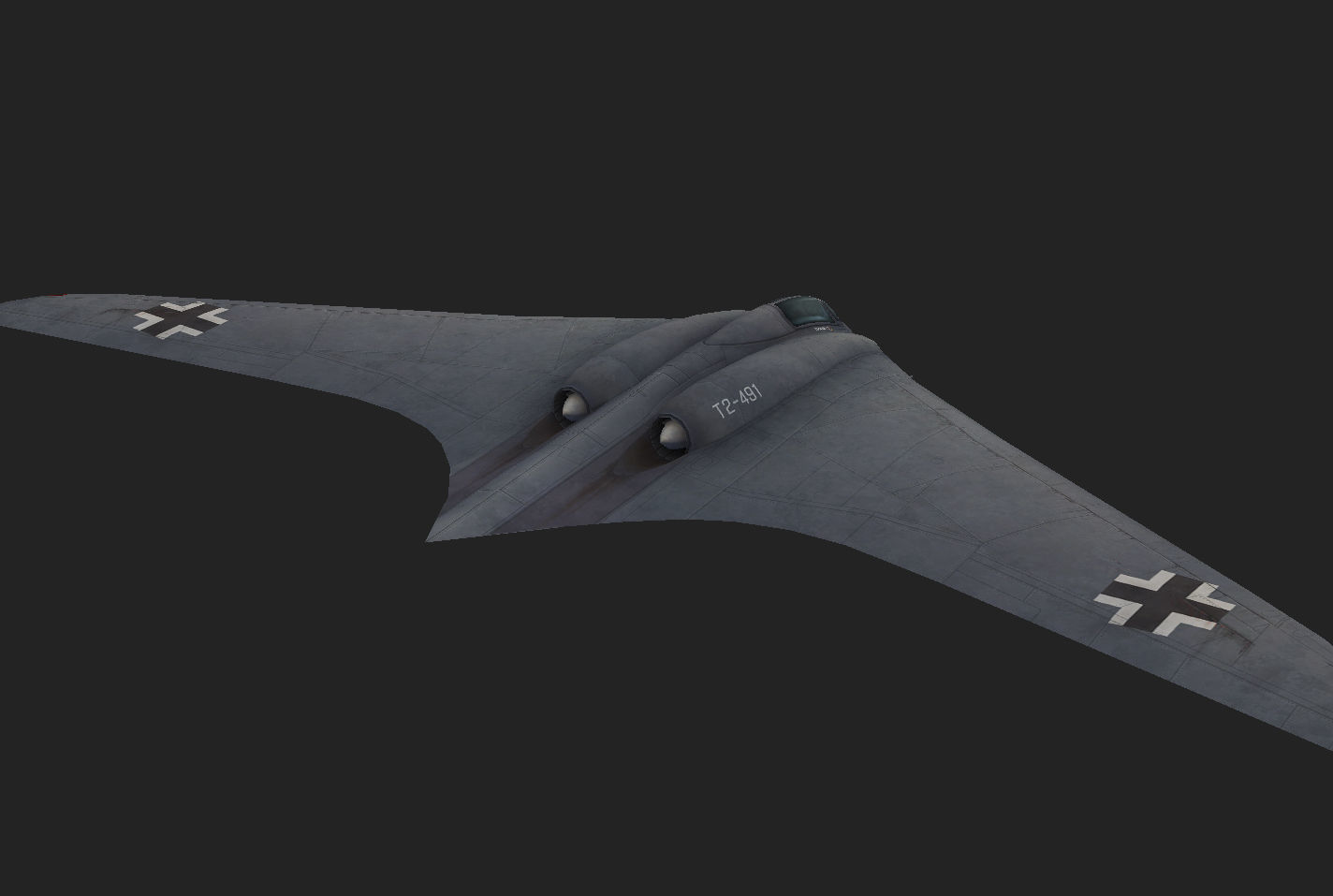 Horten Ho 229 Hand painted game model the first jet fighter Low-poly 3D model_5