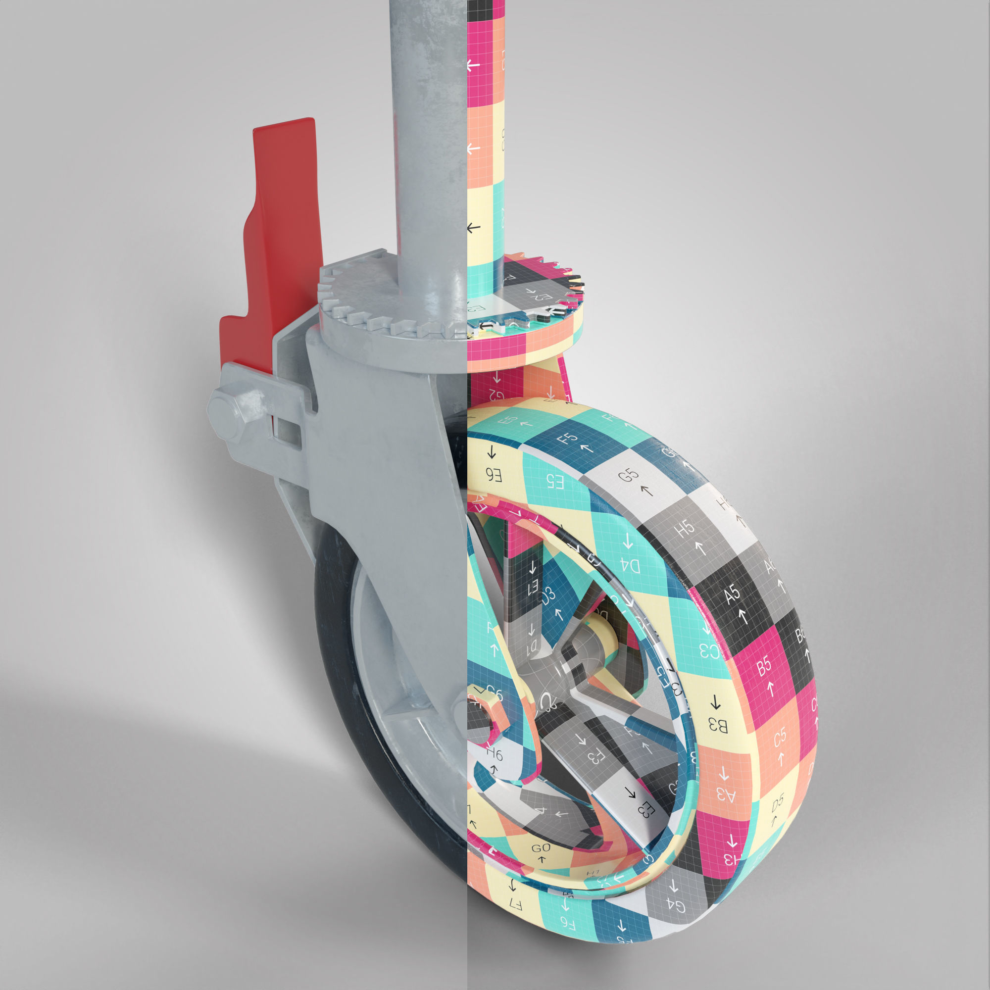 Wheel Caster Low-poly 3D model_12