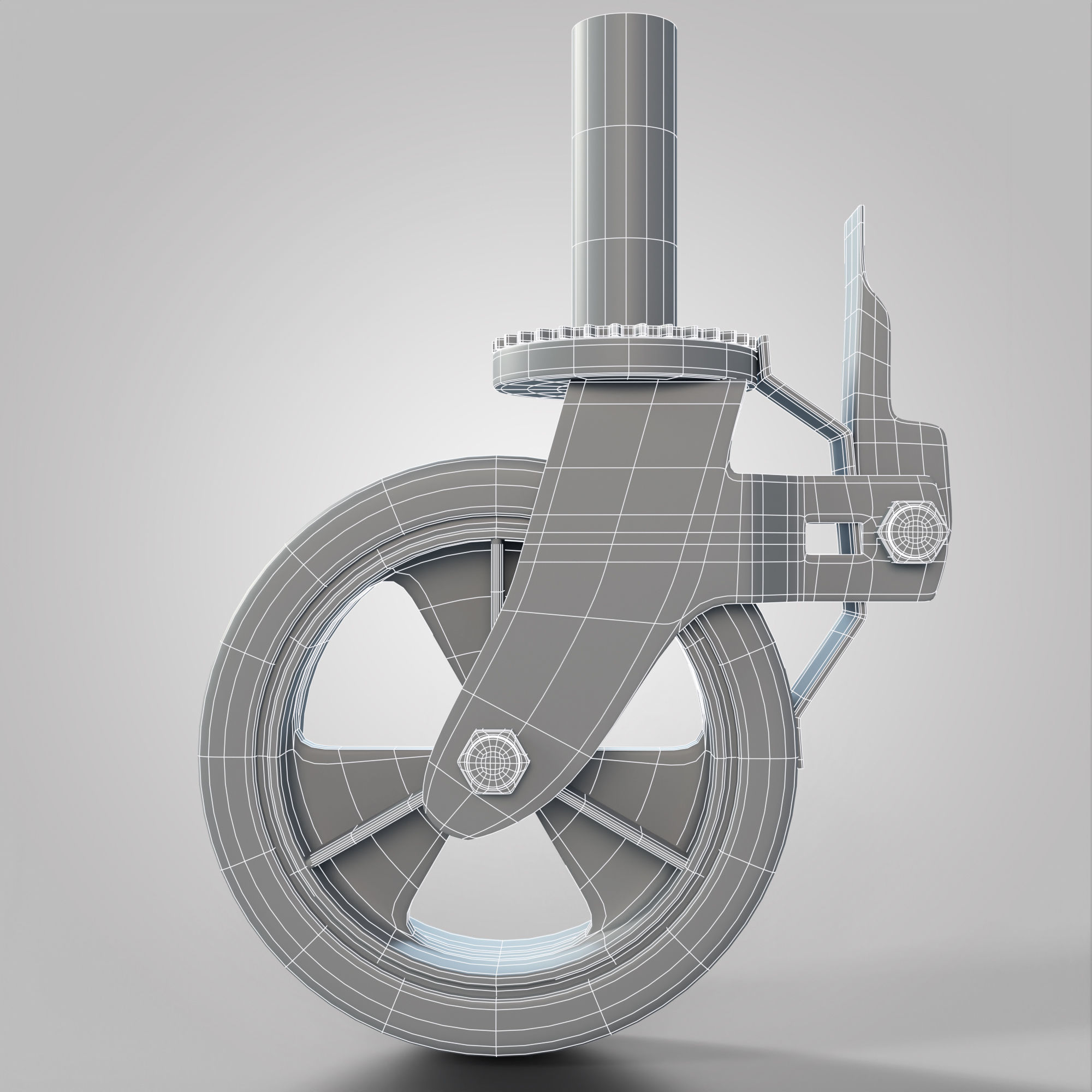 Wheel Caster Low-poly 3D model_7