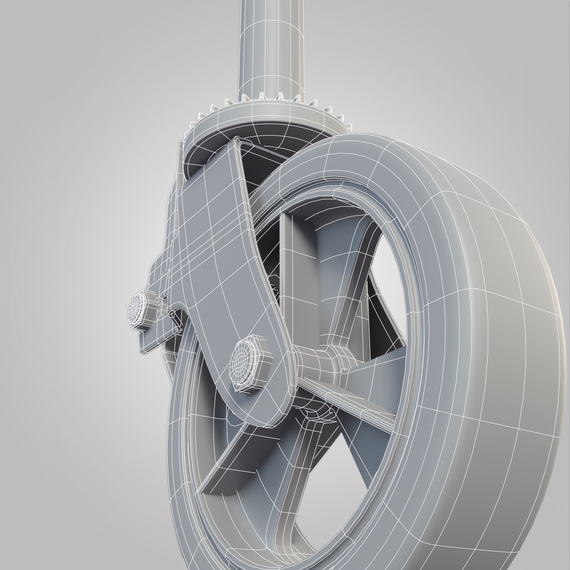 Wheel Caster Low-poly 3D model_8