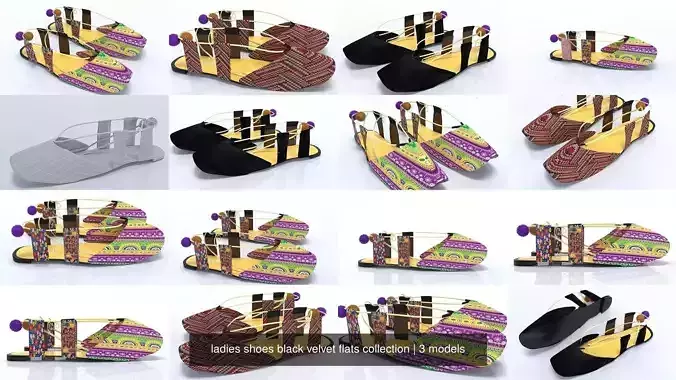 ladies shoes black velvet flats collection 