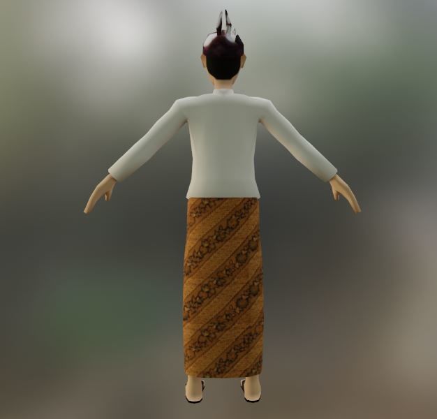 Pakaian Adat Cak Jawa Timur Low-poly 3D model_2