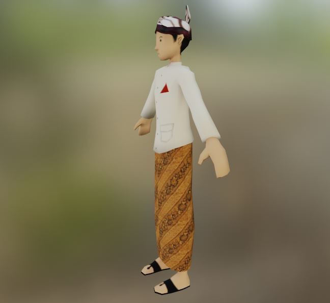 Pakaian Adat Cak Jawa Timur Low-poly 3D model_1