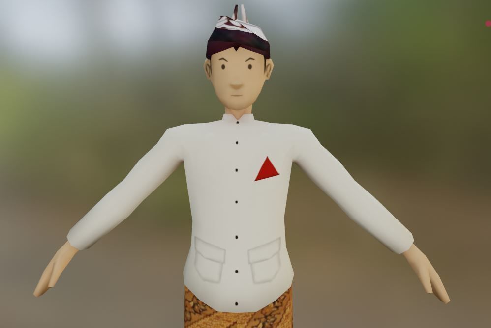 Pakaian Adat Cak Jawa Timur Low-poly 3D model_4