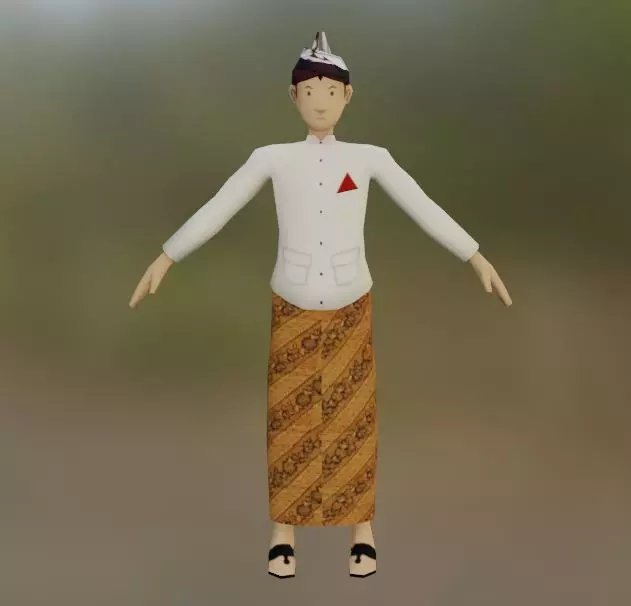 Pakaian Adat Cak Jawa Timur Low-poly 3D model_0