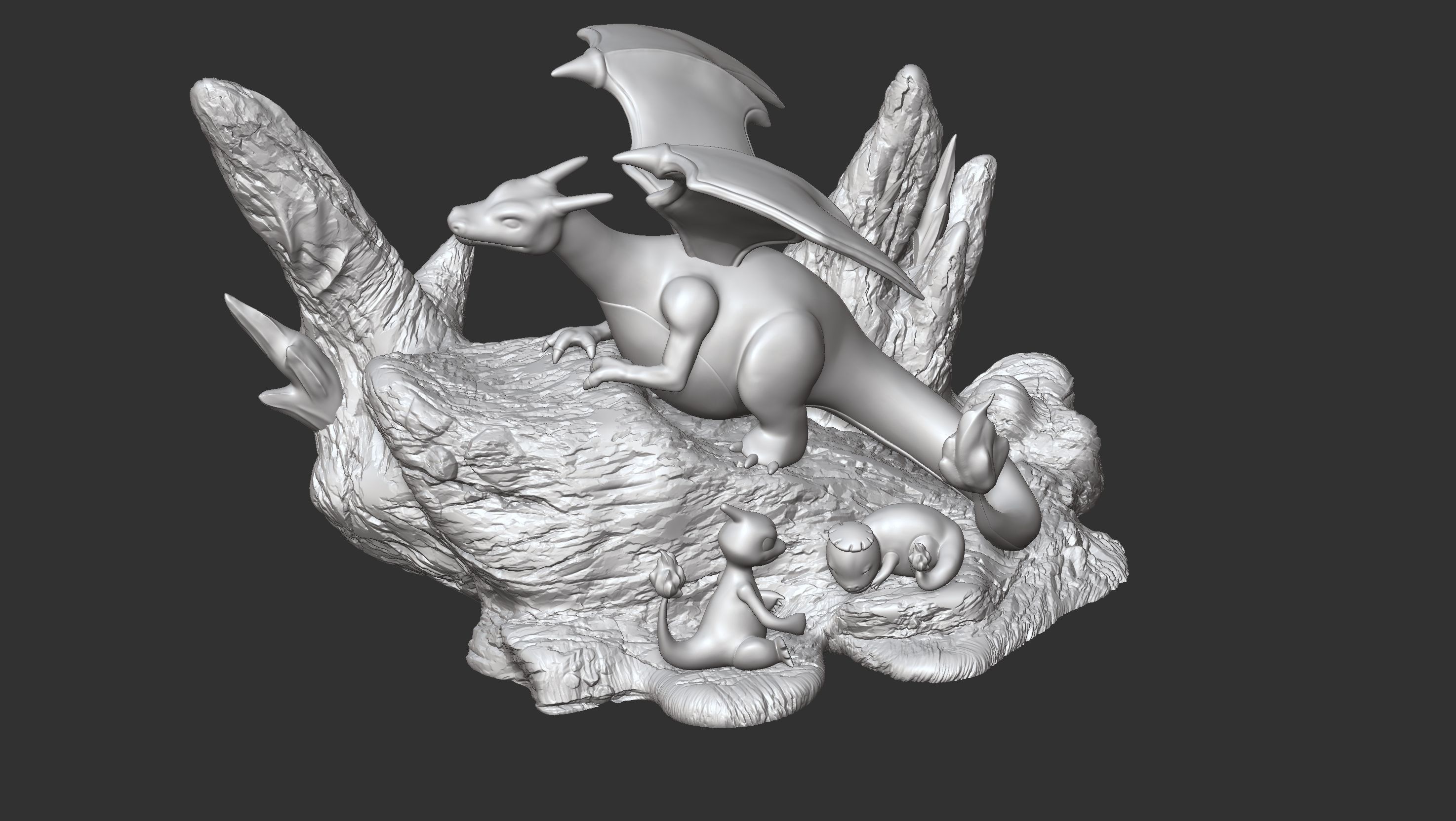 pokemon figurine of on rock 3D print model_3